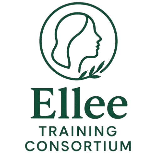 Ellee Training Consortium logo featuring a stylised female profile within a circular emblem